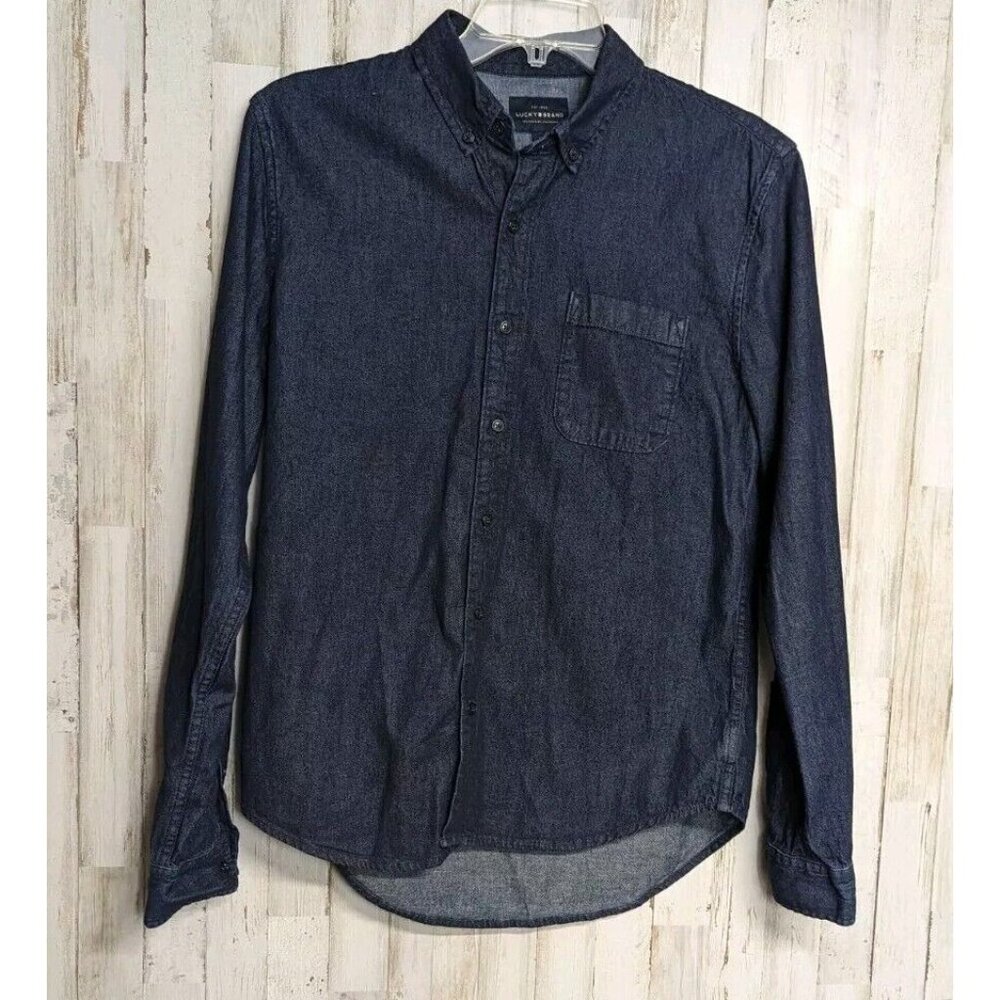 Lucky Brand Men's Medium Denim Shirt Button Front Long Sleeve